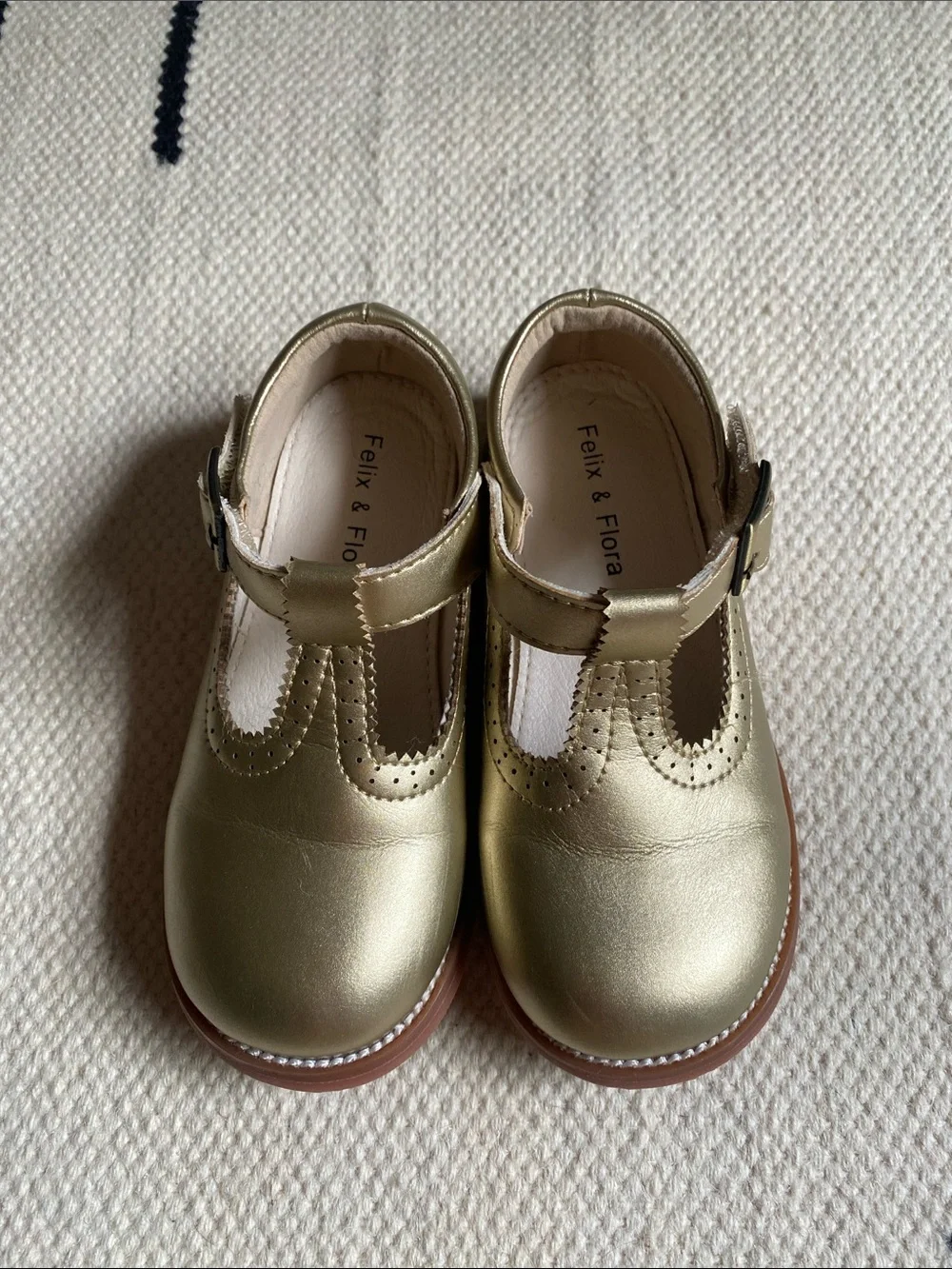 Felix & Flora Girls' Gold Mary Jane Shoes